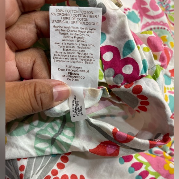 Pottery Barn Kids Full Queen Pink Swirly Paisley Duvet‎ 100% Cotton - Picture 4 of 4